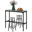 Grey Industrial 3-Piece Bar Table Set with 2 Stools