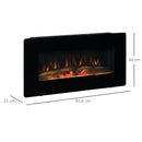 Black Electric Wall-Mounted Fireplace Heater with Adjustable Flame Effect