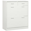 White Shoe Storage Cabinet with 2 Flip Drawers - Organiser for 12 Pairs