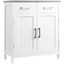 White Bathroom Storage Cabinet with Drawers and Double Doors