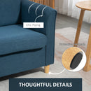 Blue Modern 2 Seater Loveseat Sofa with Wood Legs and Armrests