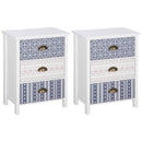 Set of 2 Purple Shabby Chic Nightstands with 3 Drawers