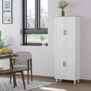 White Freestanding Kitchen Storage Cabinet, 4-Door Organizer, Adjustable Shelves - 170cm