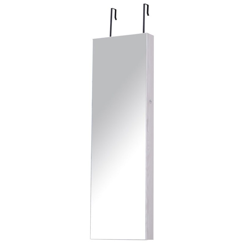 White LED Mirror Jewelry Cabinet Organizer