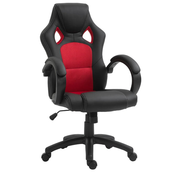Black High-Back Faux Leather Office Chair with Wheels