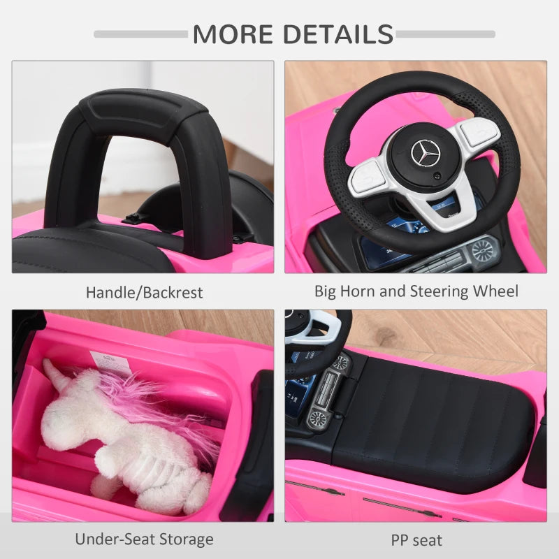 Kids Pink 3-in-1 Licensed Ride-On Slider - Toddler Push Car 12-36 Months