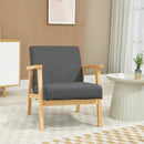 Dark Grey Fabric Armchair with Rubber Wood Frame and Padded Cushion