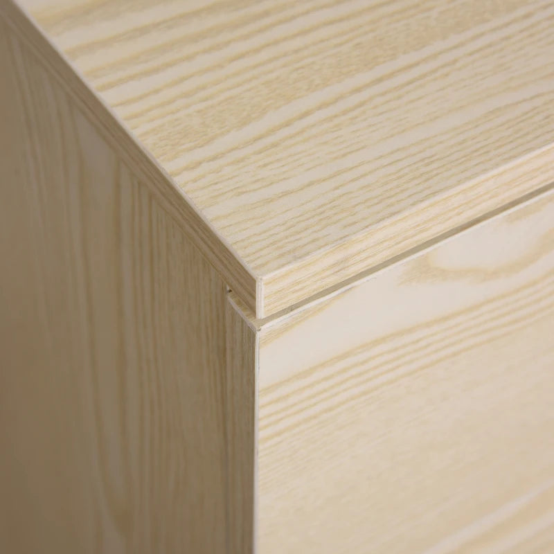 Oak Wood Grain 2-Drawer Locking Filing Cabinet with Wheels