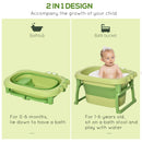 Foldable Green Baby Bathtub Set with Stool