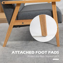 Dark Grey 3-Seat Linen Fabric Tufted Sofa with Rubberwood Legs