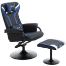Blue Gaming Chair Set with Footrest, Headrest, and Lumbar Support