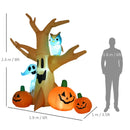 240cm Halloween Inflatable Tree Ghost with Pumpkins, Owl & LED Lights - Spooky Decor