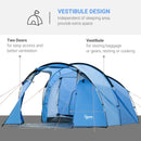 3-Person Blue Tunnel Camping Tent with Vestibule and Rainfly