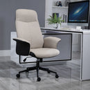 Beige Linen Office Chair with Adjustable Height and Swivel Wheels