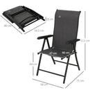 Grey Folding Garden Chairs with Adjustable Backs - Set of 2