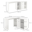 White L-Shaped Computer Desk with Storage