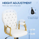 Adjustable Cream White Office Chair with Button Tufted Design