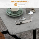 Grey Drop Leaf Folding Dining Table, Metal Frame, Rolling Kitchen Table, 120cm