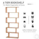 Maple Wood S-Shaped 6-Shelf Room Divider Bookcase