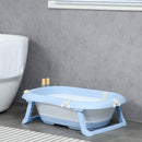 Blue Foldable Baby Bathtub with Non-Slip Legs & Cushion Pad
