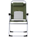 Green Folding Camping Chair with Adjustable Recliner Seat and Pillow