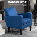 Blue Modern Accent Chair with Rubber Wood Legs for Living Room & Bedroom