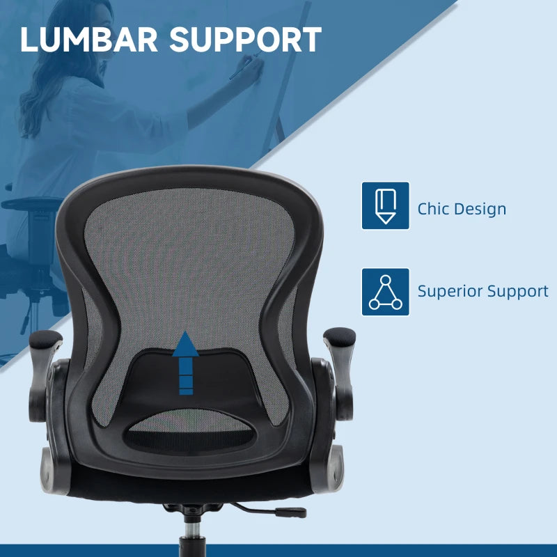 Black Mesh Standing Desk Chair with Adjustable Armrests & Footrest