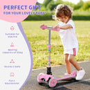 Foldable Pink Kids 3-Wheel Scooter with LED Flashing Wheels