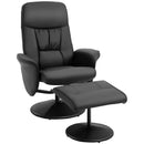 Black High Back Recliner Chair with Footstool