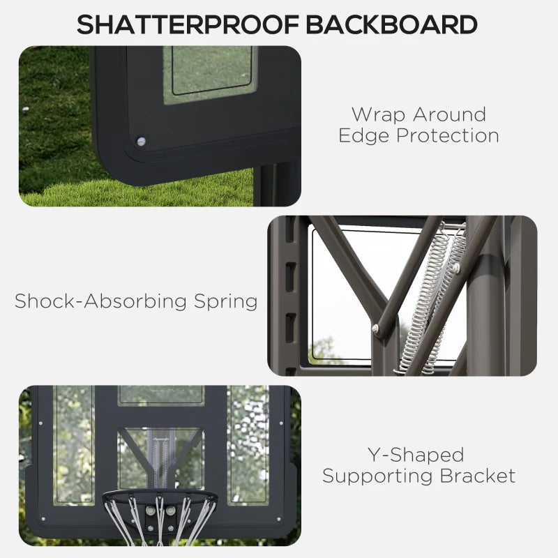 Adjustable Freestanding Basketball Hoop - Black, 2.35-3.05M
