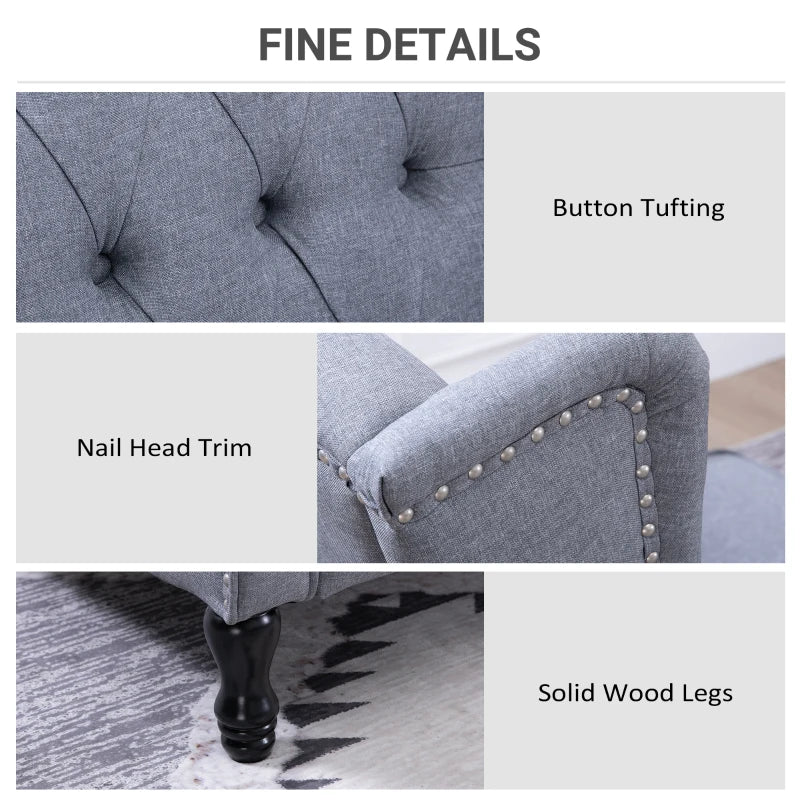 Light Grey Reclining Wingback Armchair with Footrest