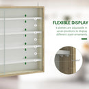 5-Tier Glass Door Wall Display Shelf - Natural, 60x80cm