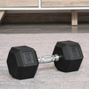 Black 12.5KG Rubber Hex Dumbbell Set for Home Gym