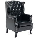 Black Wingback Tufted Armchair with Nail Head Trim