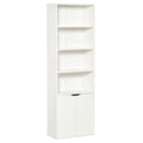 White 6-Tier Tall Bookcase with Double Door Storage Cabinet, 59 x 29 x 180cm