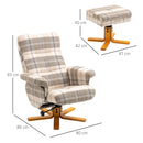 Multicolour Linen Swivel Recliner Chair Set with Storage