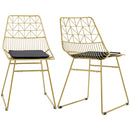 Gold Metal Dining Chairs Set of 2 with Velvet Cushion