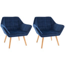 Blue Modern Armchair Set with Wide Arms and Slanted Back