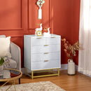 5-Drawer Modern White Chest of Drawers with Golden Steel Base