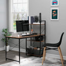 Rustic Brown and Black Reversible Computer Desk with Storage Shelves