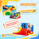 Kids Sailboat Style Inflatable Bouncy Castle with Slide & Pool - Blue