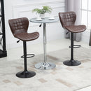 Brown Swivel Bar Stools Set of 2 - Adjustable Height, PU Leather, Backrest & Footrest