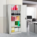 Steel Filing Cabinet with 2 Doors & 5 Compartments - Cream White