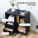 Black Printer Stand with Wheels, Shelves, Drawers & Compartment, 80x38.5x74.5cm
