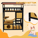 Wooden Cat House with Bridge & Balcony - 4-Tier Outdoor Design