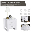 White 2-Drawer Bedside Nightstand with Elevated Base