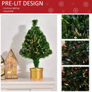 2FT Pre-Lit Fiber Optic Christmas Tree with Multi-Color LED Lights, Green