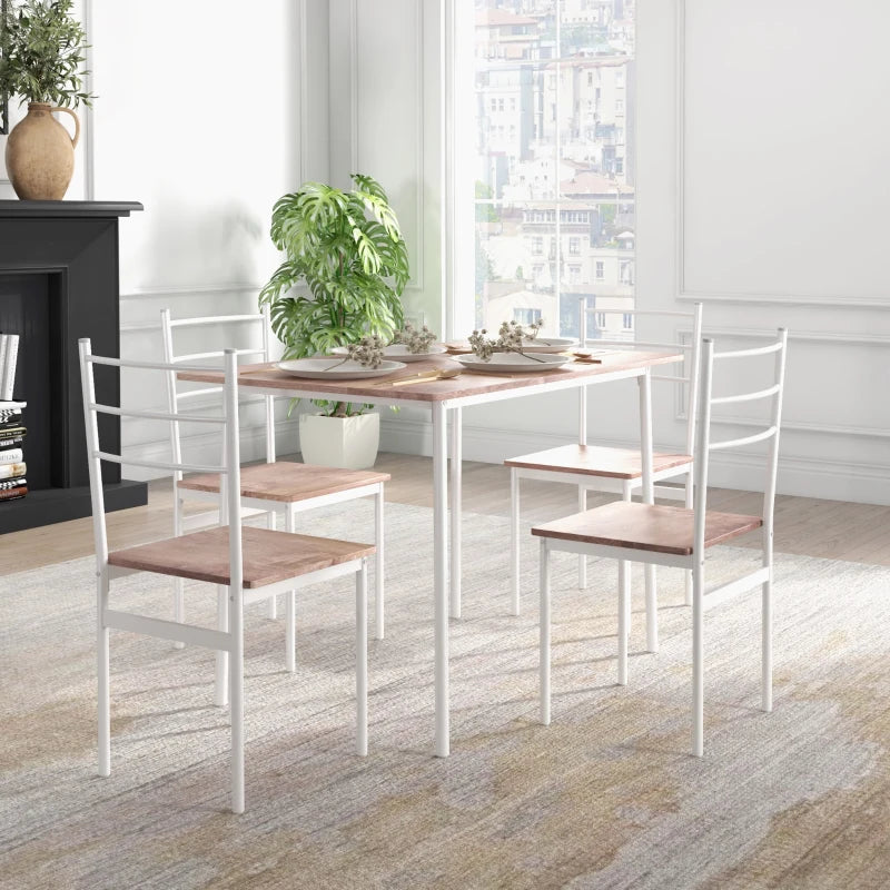 5-Piece Compact Brown and White Dining Set