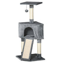 Grey Corner Cat Tree with Scratching Post and Toy
