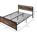 King Size Metal Bed Frame with Storage, Strong Slat Support - Grey